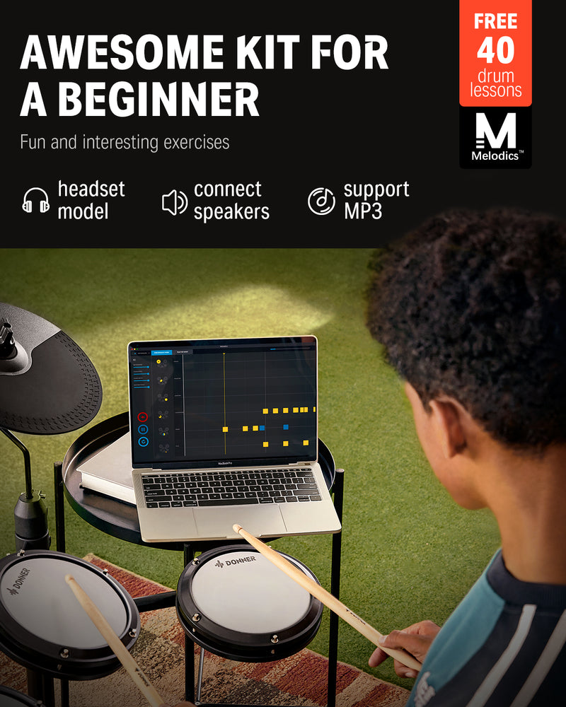 Donner DED-80 Electronic Drum Kit For Beginners with Headphones/Drum Throne