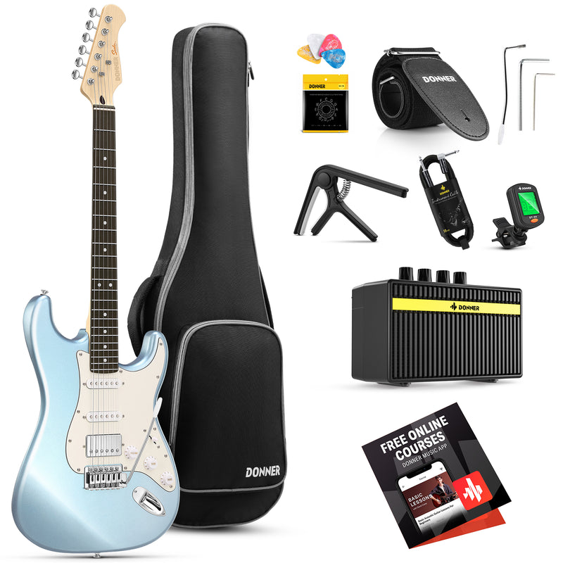 Donner DST-152 39 Inches Electric Guitar Kit HSS Pickup Coil Split Solid Body Electric Guitar with Amp/Bag/Accessories