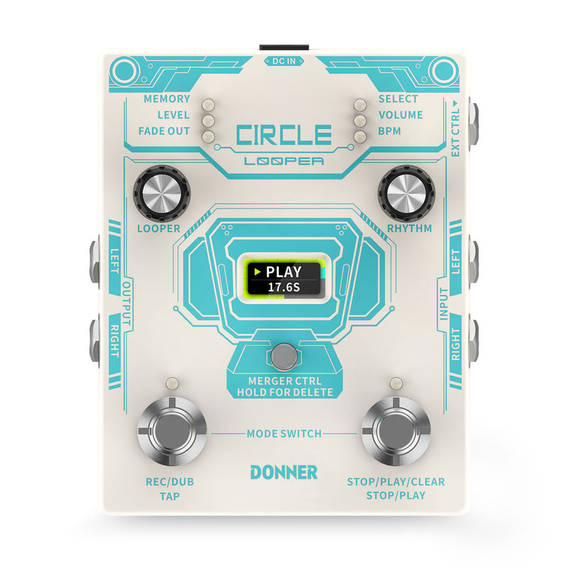 Donner New Circle Looper Guitar Effect Pedal mit Zeitfortschritt Bar Display Drum Machine