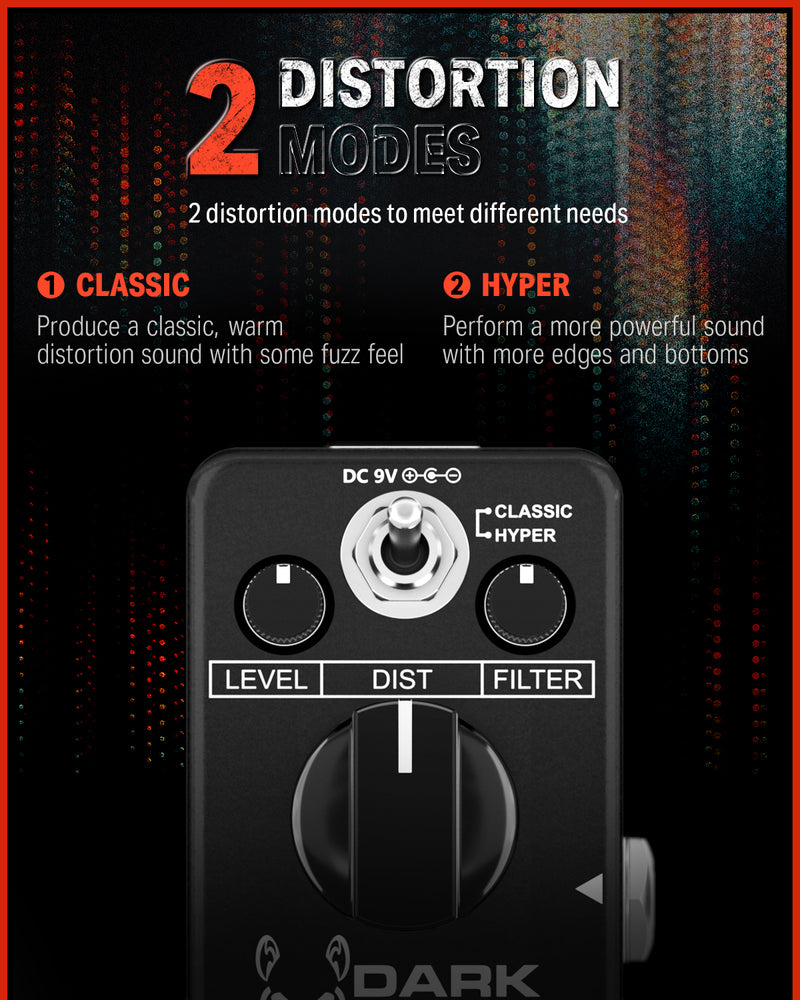 Donner Distortion Pedal Gain Effect with Two Distortion Modes
