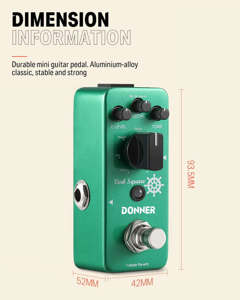 Donner Digital Reverb Guitar Effect Pedal Verb Square 7 Modes