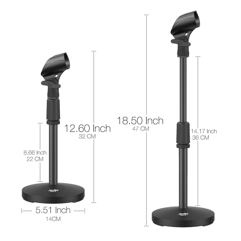 Moukey Adjustable Table Mic Stand Desk Base Desktop Tabletop Microphone Stand with Non-Slip Clip, MMs-2