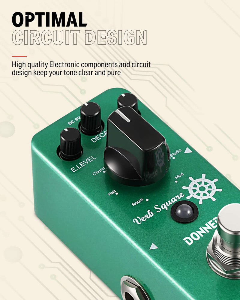 Donner Digital Reverb Guitar Effect Pedal Verb Square 7 Modes