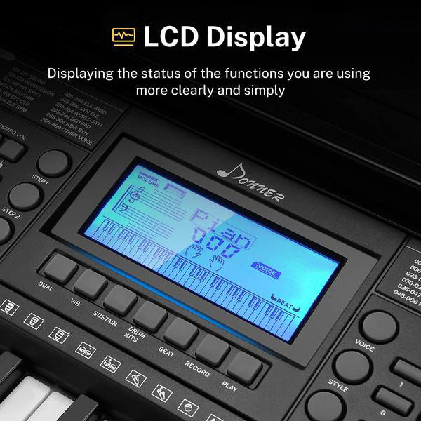 Donner DEK-610 Full-Size 61-Key Electric  Keyboard with LCD Kit - Donner music- UK