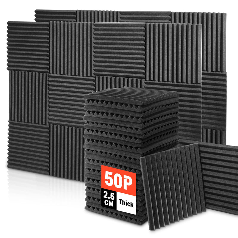 Donner 50-Pack Acoustic Foam Panels Wedges, Fireproof Soundproofing Foam Noise Cancelling Foam for Studios, Recording Studios, Offices, Home Studios