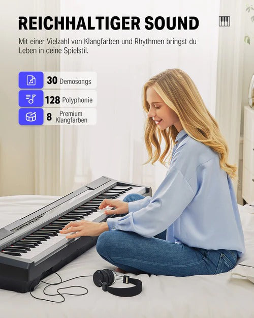 Donner Digital Piano Keyboard 88 Touches Full Size Semi Weighted, Portable Beginner Electric Piano with Pedal, DEP-10