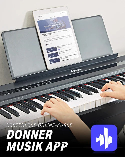 Donner Digital Piano Keyboard 88 Tasten in voller Größe Halbgewicht, tragbarer Anfänger Elektrischer Klavier mit Pedal, DEP-10